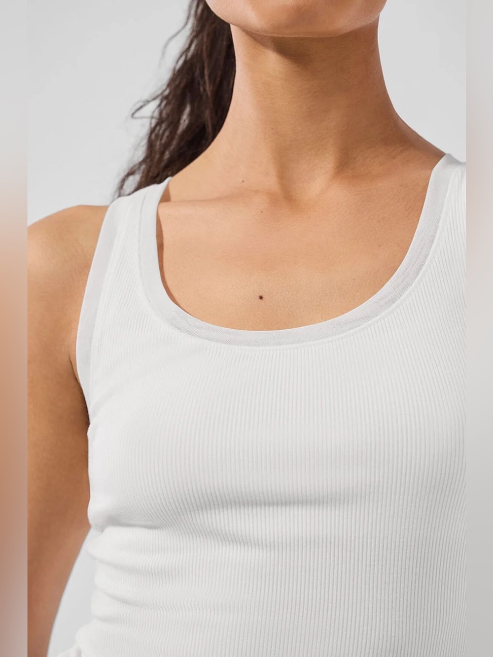 Alo Yoga Ribbed Mesh Secret Tank White Size Small